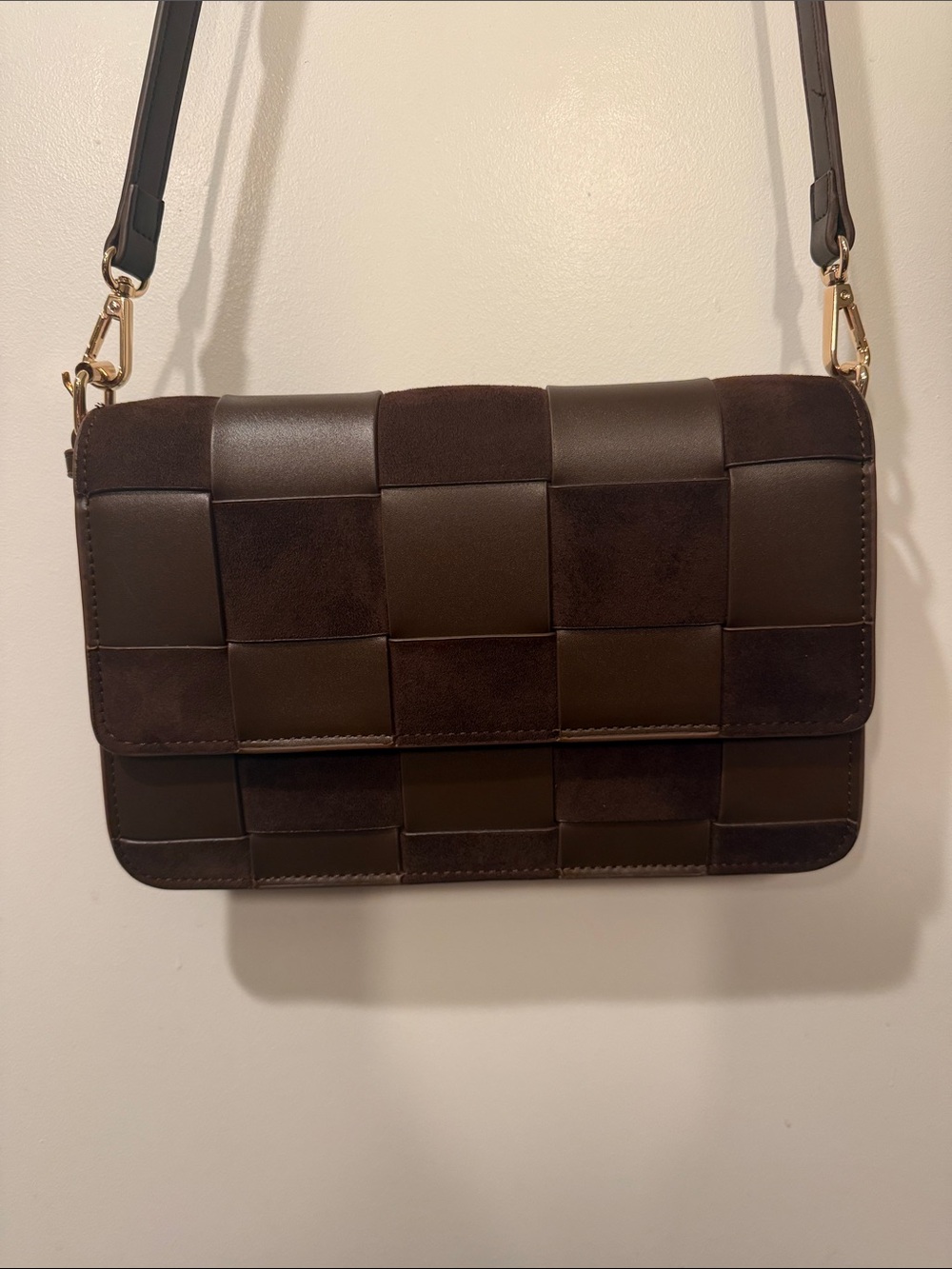 Anthropologie Faux-Suede Woven Shoulder Bag
